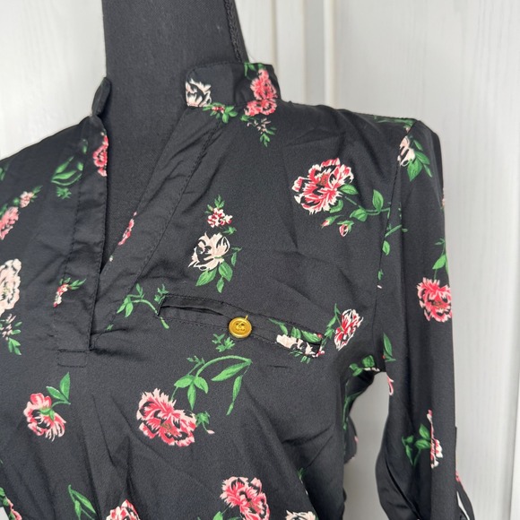 Speed Limit Black Floral Tunic Blouse | Size Small Women's Polyester - Picture 2 of 7